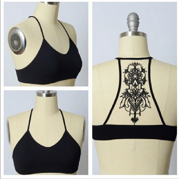 🔥HOT! BEST SELLER!!🔥BLACK TATTOO MESH BRALETTE - Picture 4 of 8